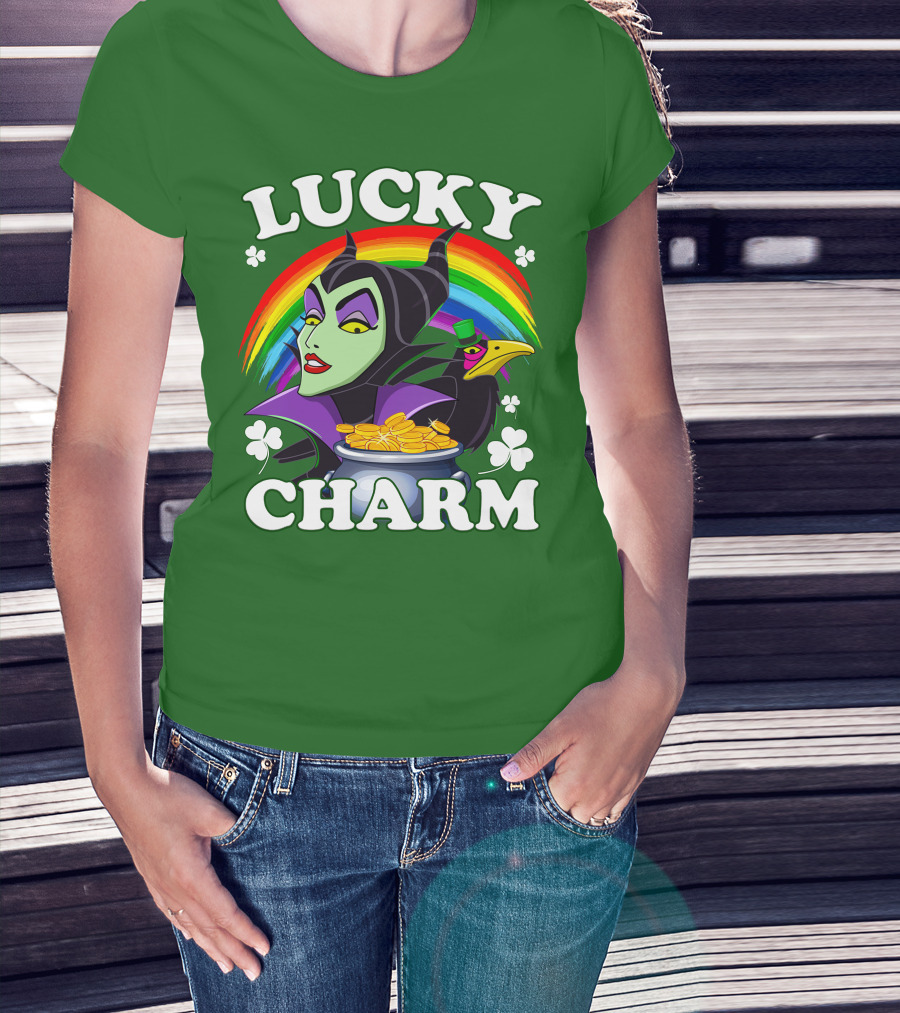 Lucky Charm Maleficent Rainbow Pot Of Gold T-Shirt