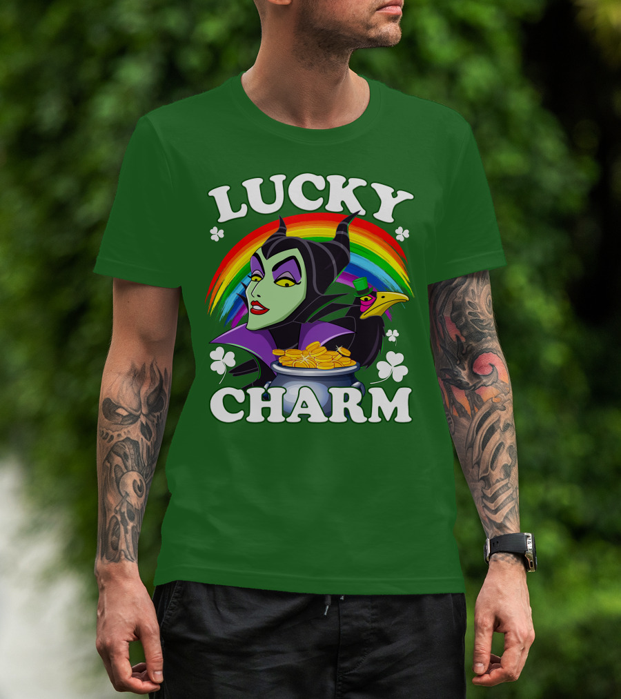Lucky Charm Maleficent Rainbow Pot Of Gold T-Shirt