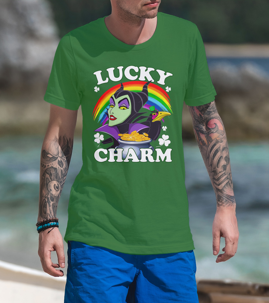 Lucky Charm Maleficent Rainbow Pot Of Gold T-Shirt