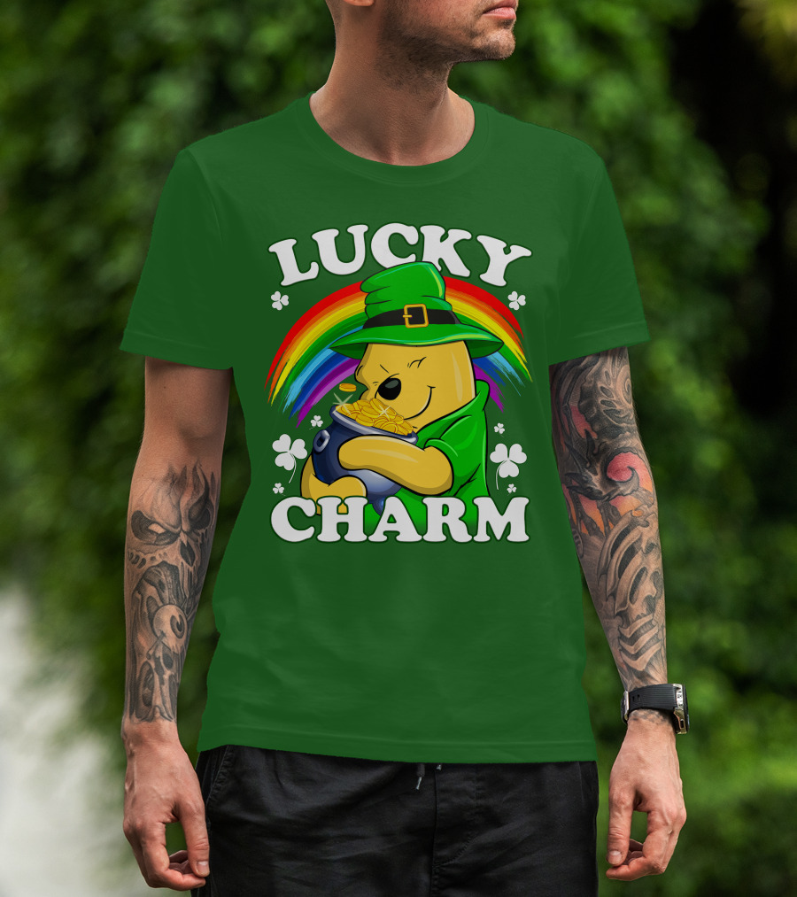Lucky Charm Pooh Rainbow Pot Of Gold T-Shirt