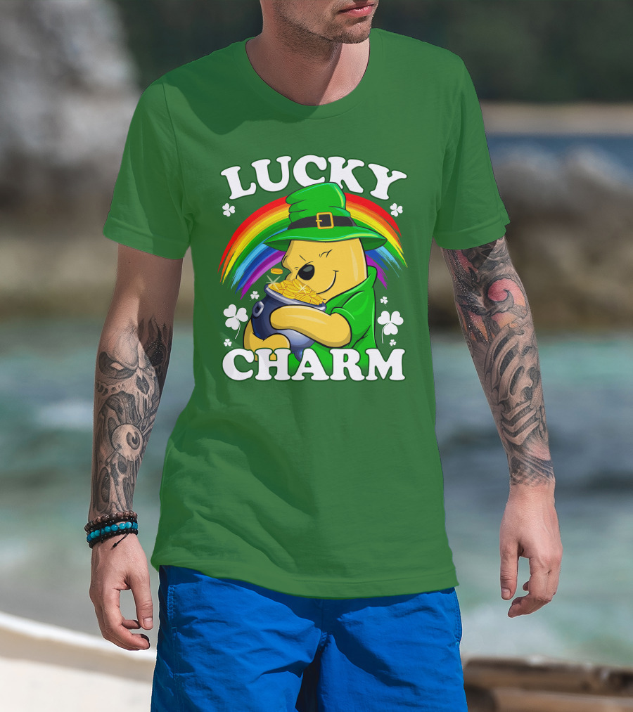 Lucky Charm Pooh Rainbow Pot Of Gold T-Shirt