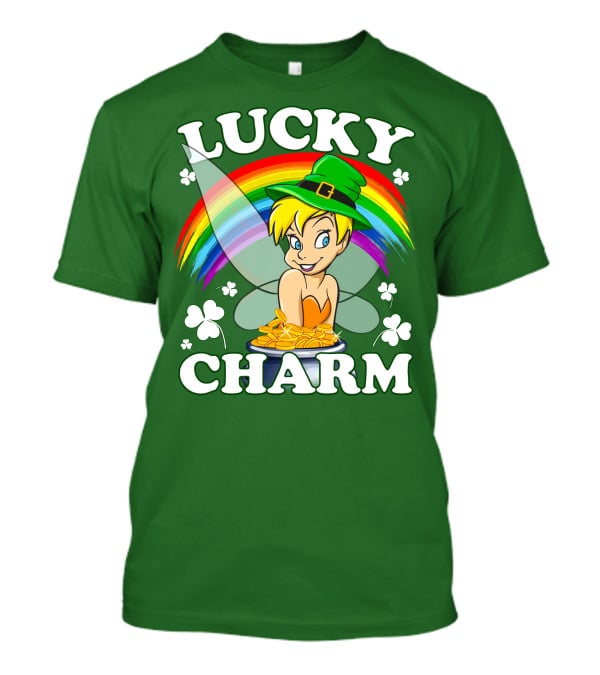 Lucky Charm Tinker Bell Rainbow Gold Coins Shamrocks T-Shirt