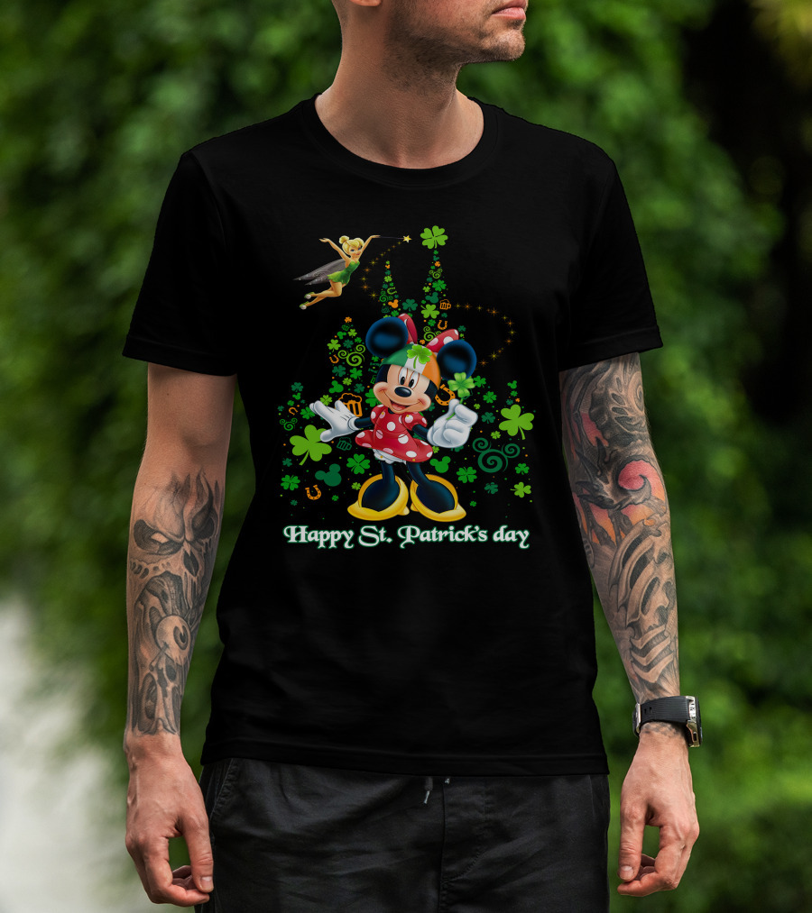 Minnie Happy St. Patrick's Day Disney Castle Tinker Bell T-Shirt