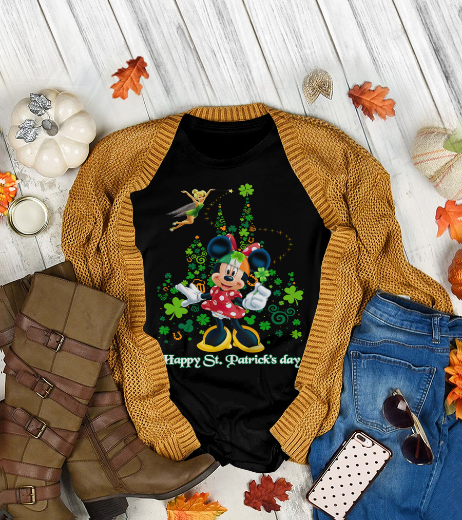 Minnie Happy St. Patrick's Day Disney Castle Tinker Bell T-Shirt