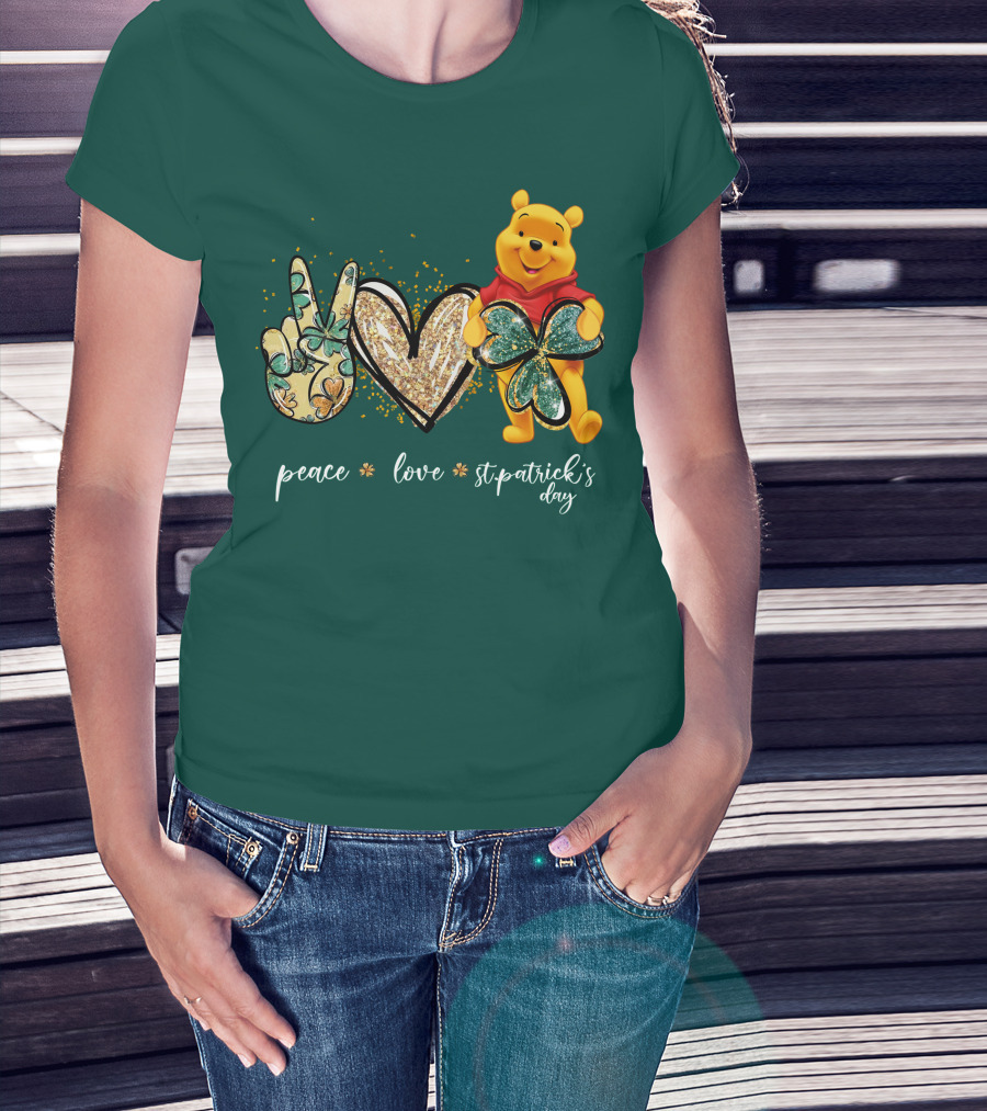 Peace Love St. Patrick's Day Pooh T-Shirt