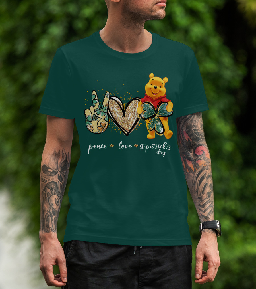 Peace Love St. Patrick's Day Pooh T-Shirt