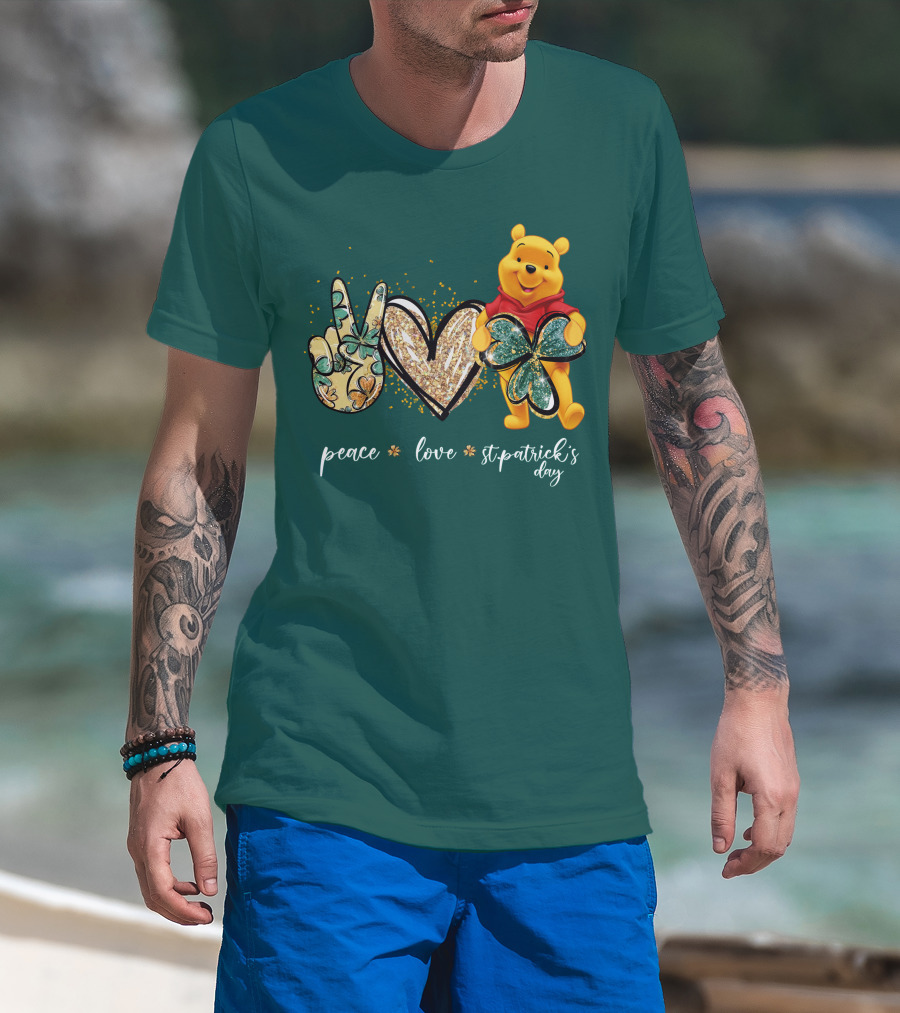 Peace Love St. Patrick's Day Pooh T-Shirt