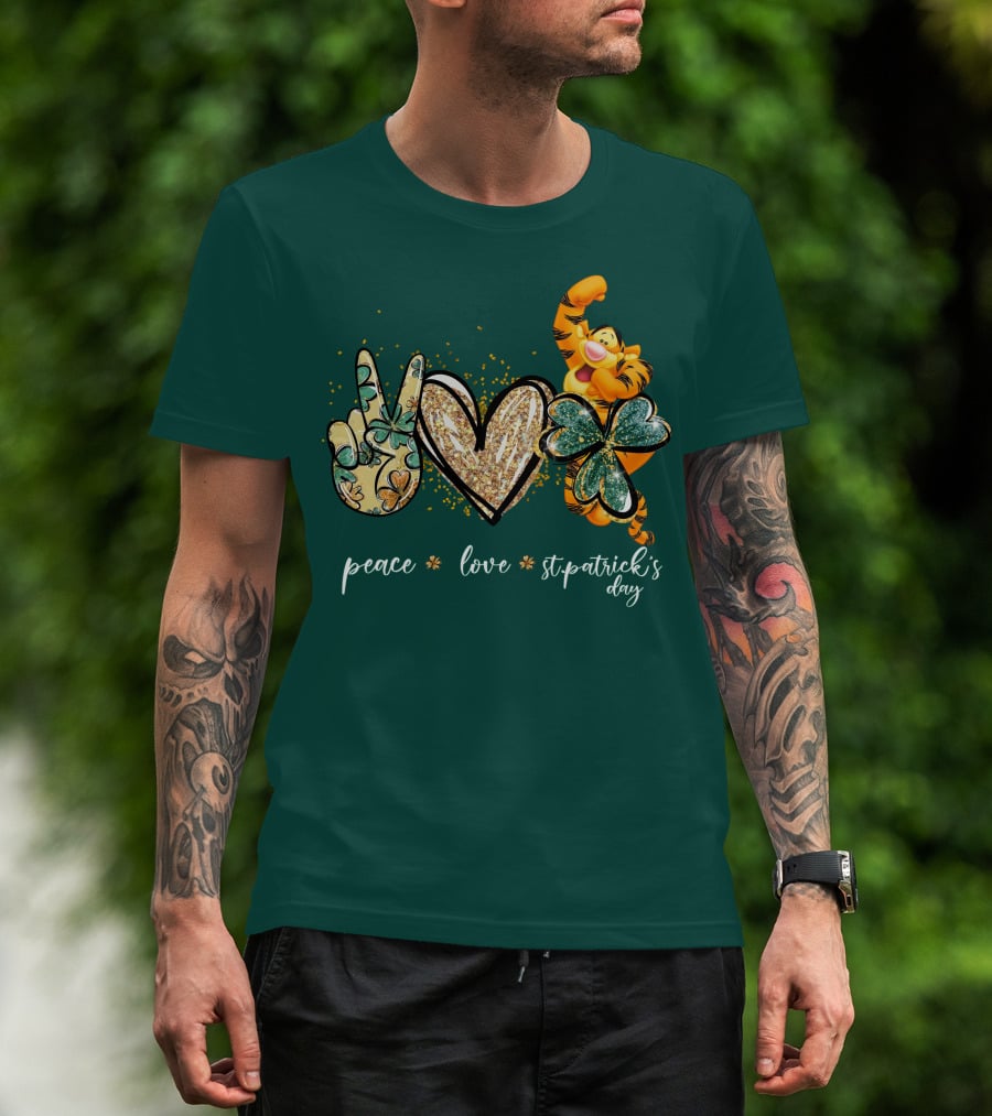 Tigger Peace Love St. Patrick's Day T-Shirt