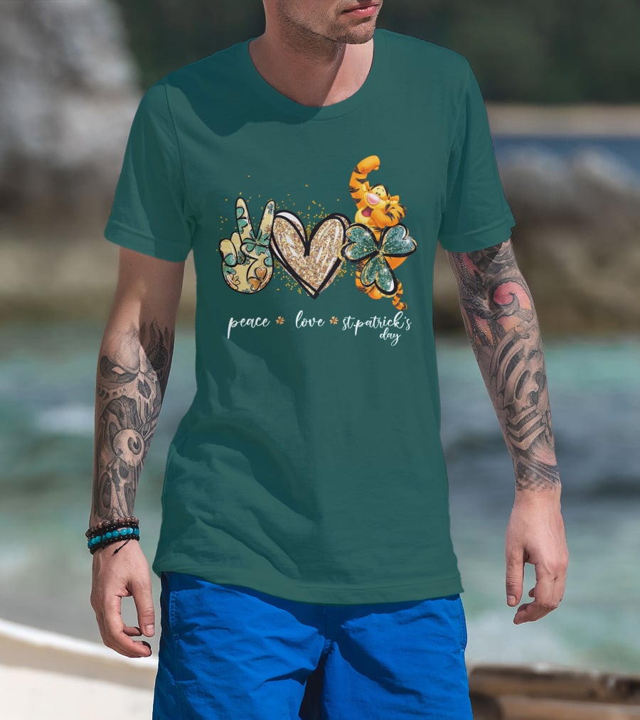 Tigger Peace Love St. Patrick's Day T-Shirt