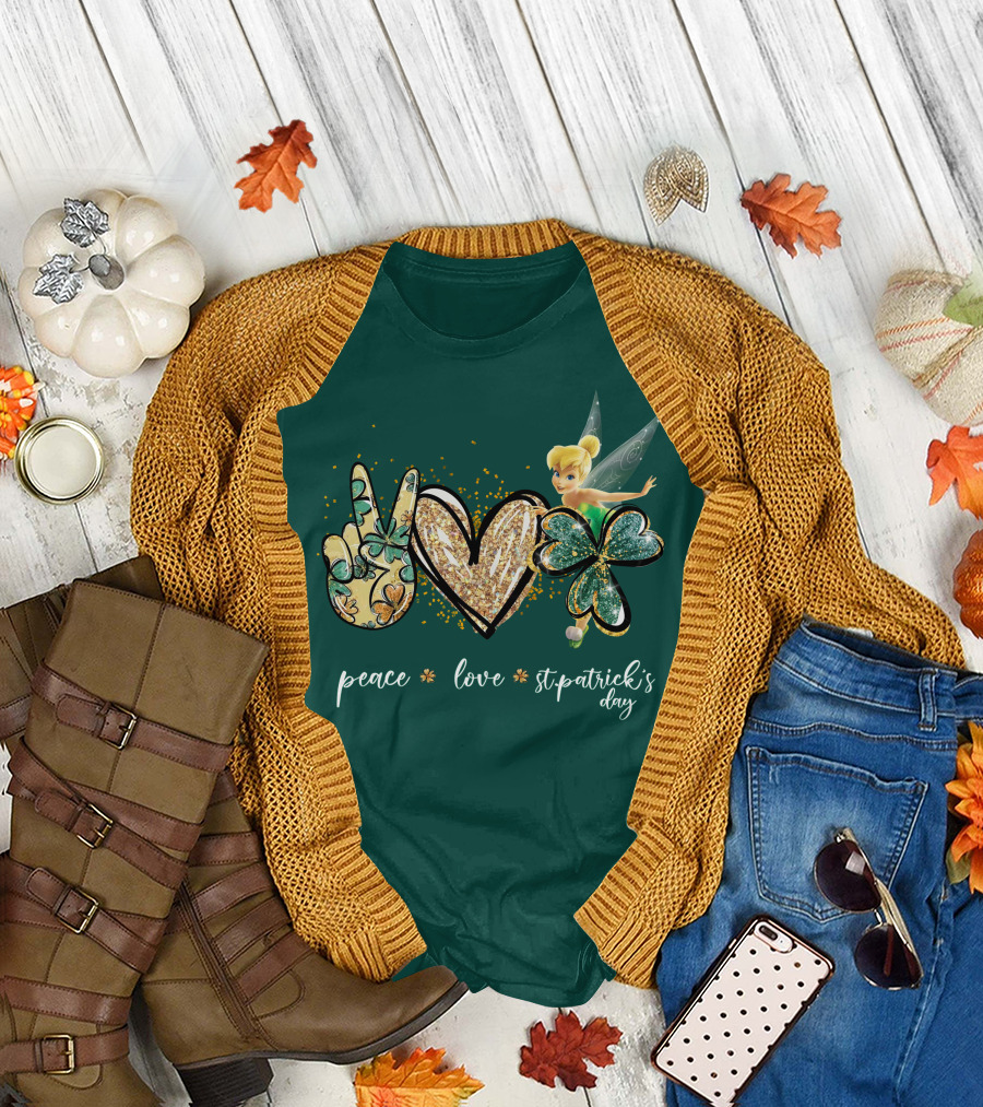 Peace Love St. Patrick's Day Tinkerbell T-Shirt