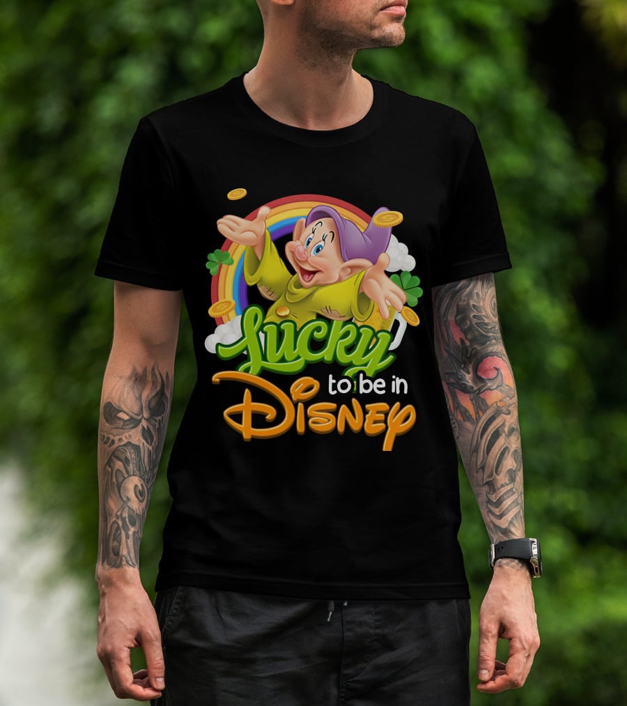 Lucky To Be In Disney Dopey Rainbow T-Shirt