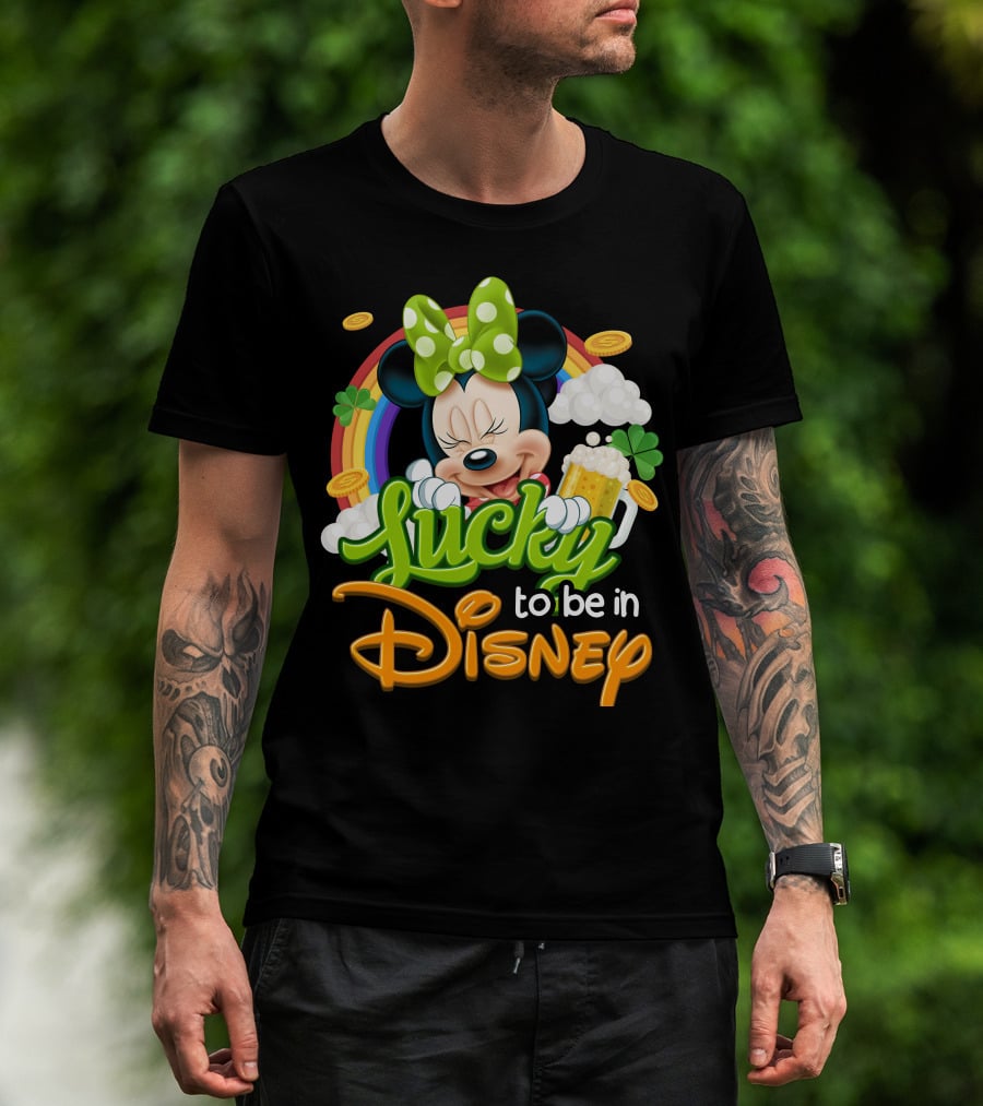 Lucky To Be In Disney Minnie Rainbow Coins T-Shirt