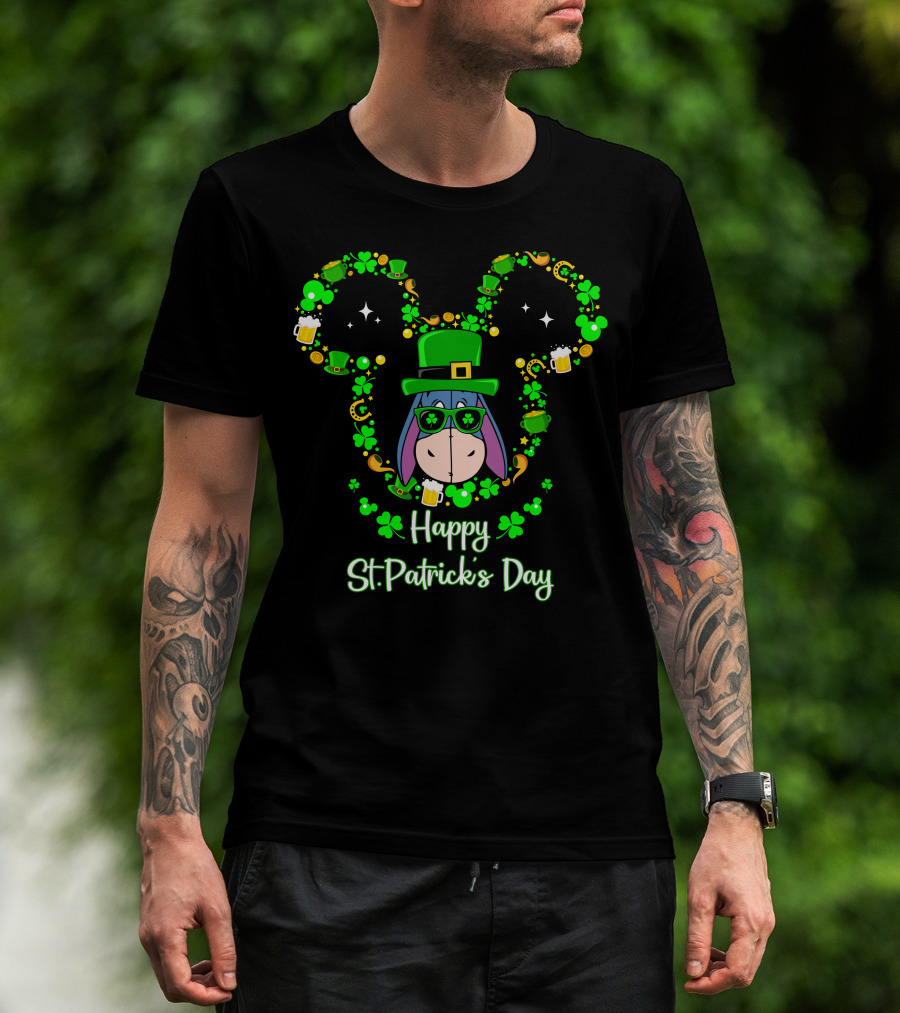 Eeyore Happy St. Patrick's Day Clover Hat T-Shirt