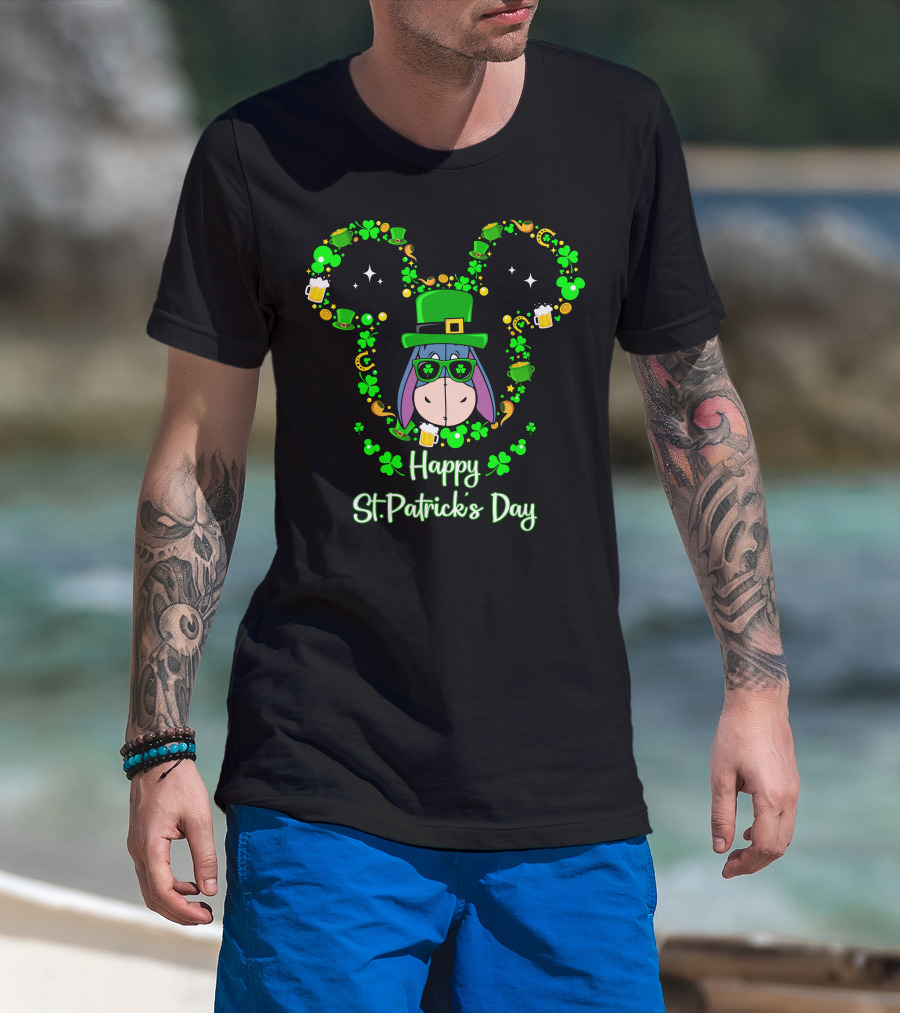 Eeyore Happy St. Patrick's Day Clover Hat T-Shirt