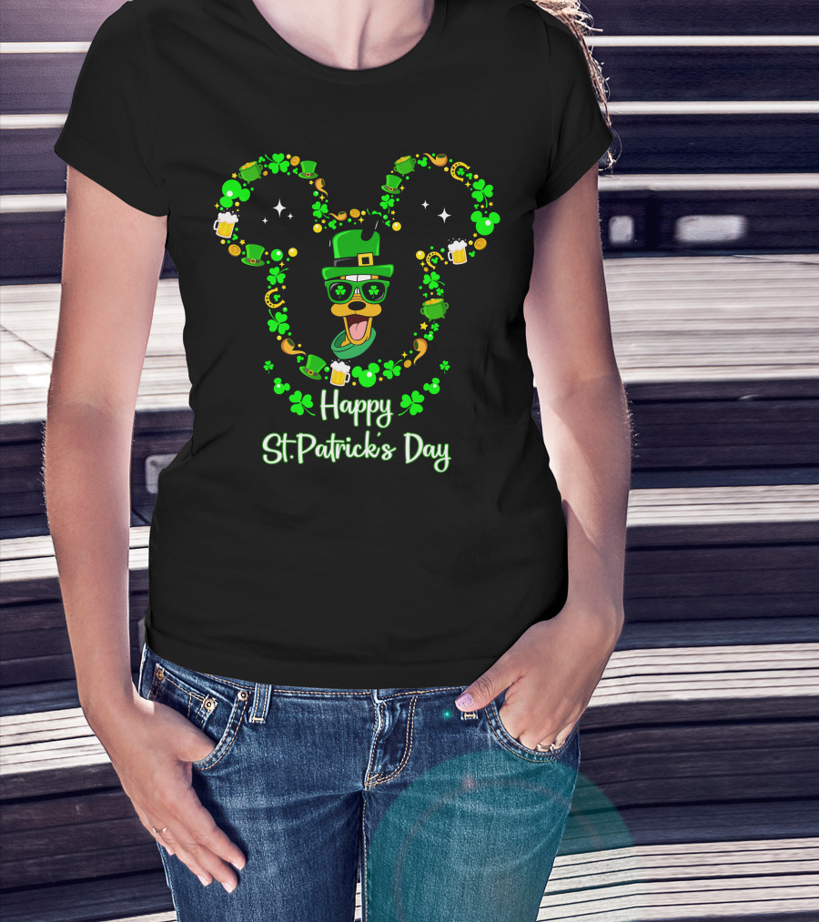 Happy St. Patrick's Day Pluto Lucky Clover Hat And Green Beer T-Shirt