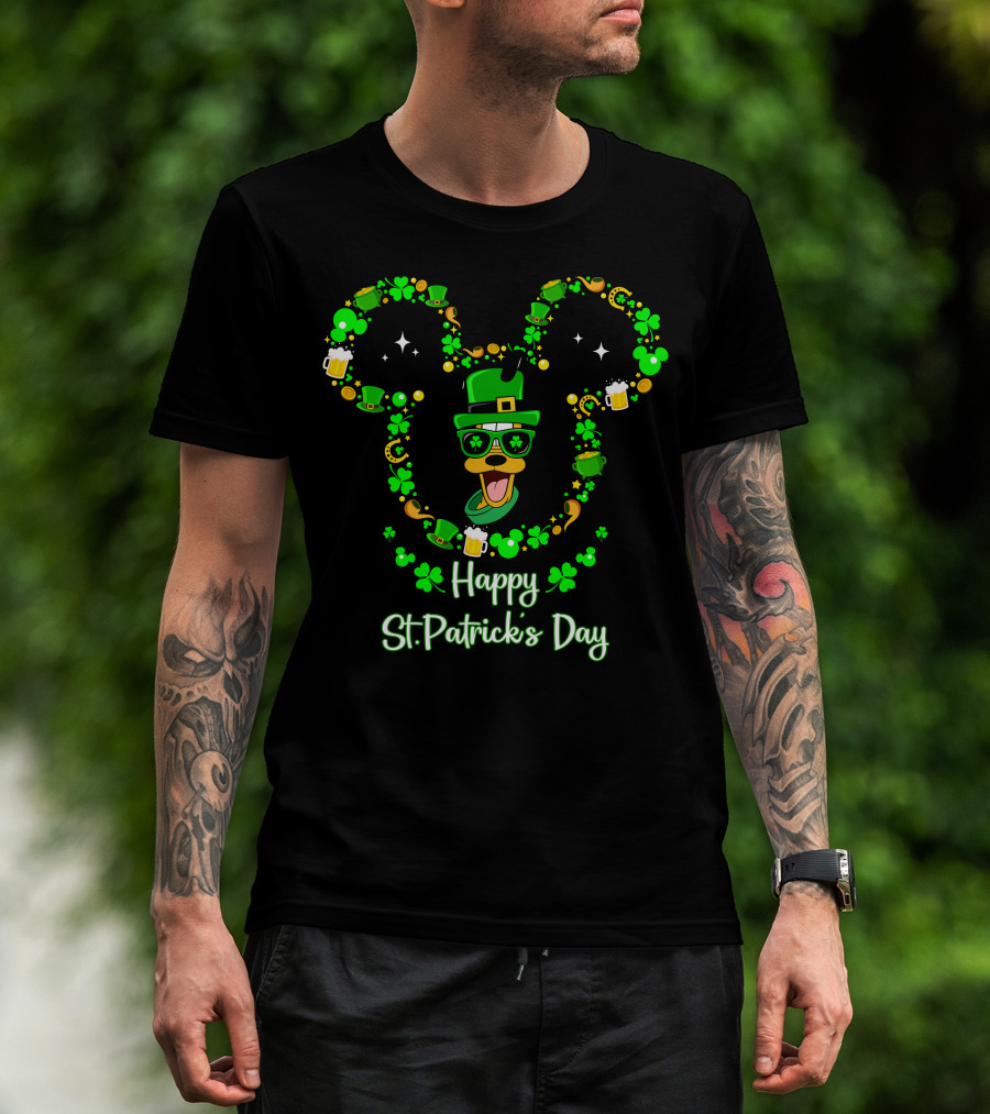 Happy St. Patrick's Day Pluto Lucky Clover Hat And Green Beer T-Shirt