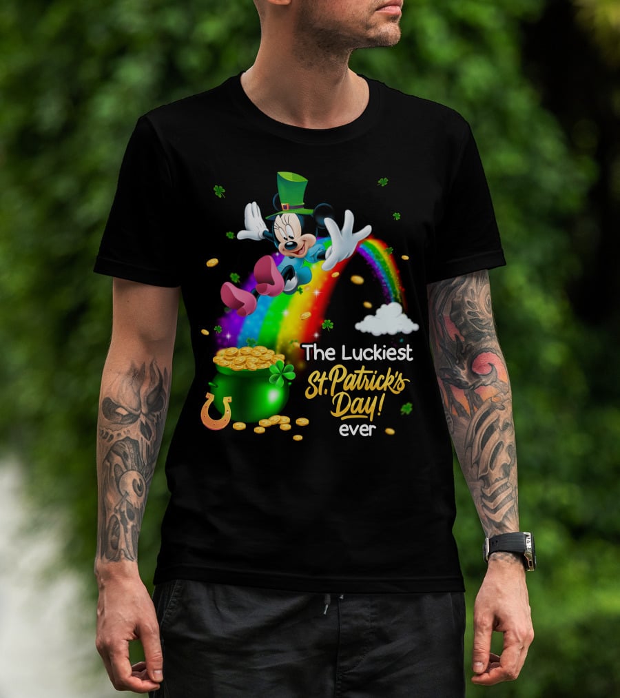 Minnie The Luckiest St. Patrick's Day Ever Rainbow Pot Of Gold T-Shirt