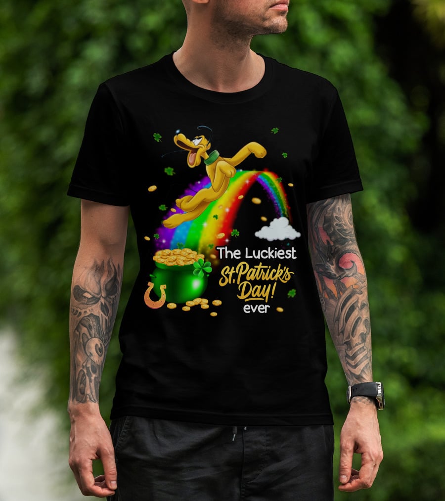 The Luckiest St. Patrick's Day Ever Pluto Rainbow Pot Of Gold T-Shirt