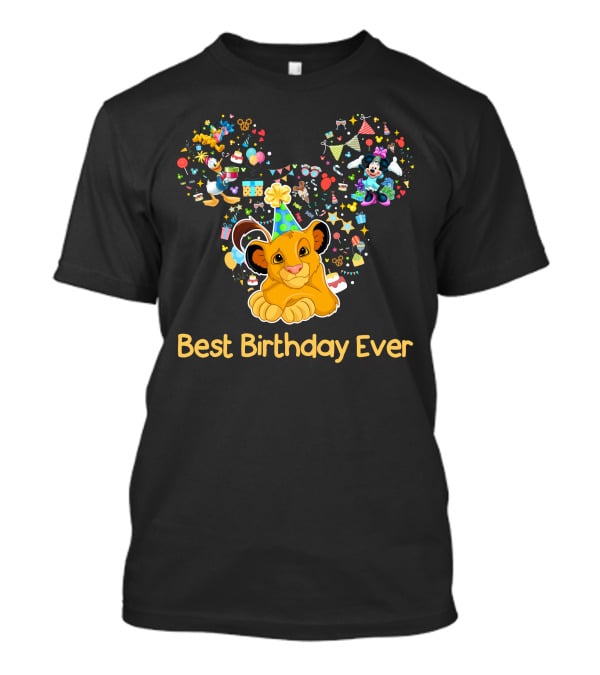 Simba Best Birthday Ever Disney Mickey Mouse Ears Party Hat T-Shirt