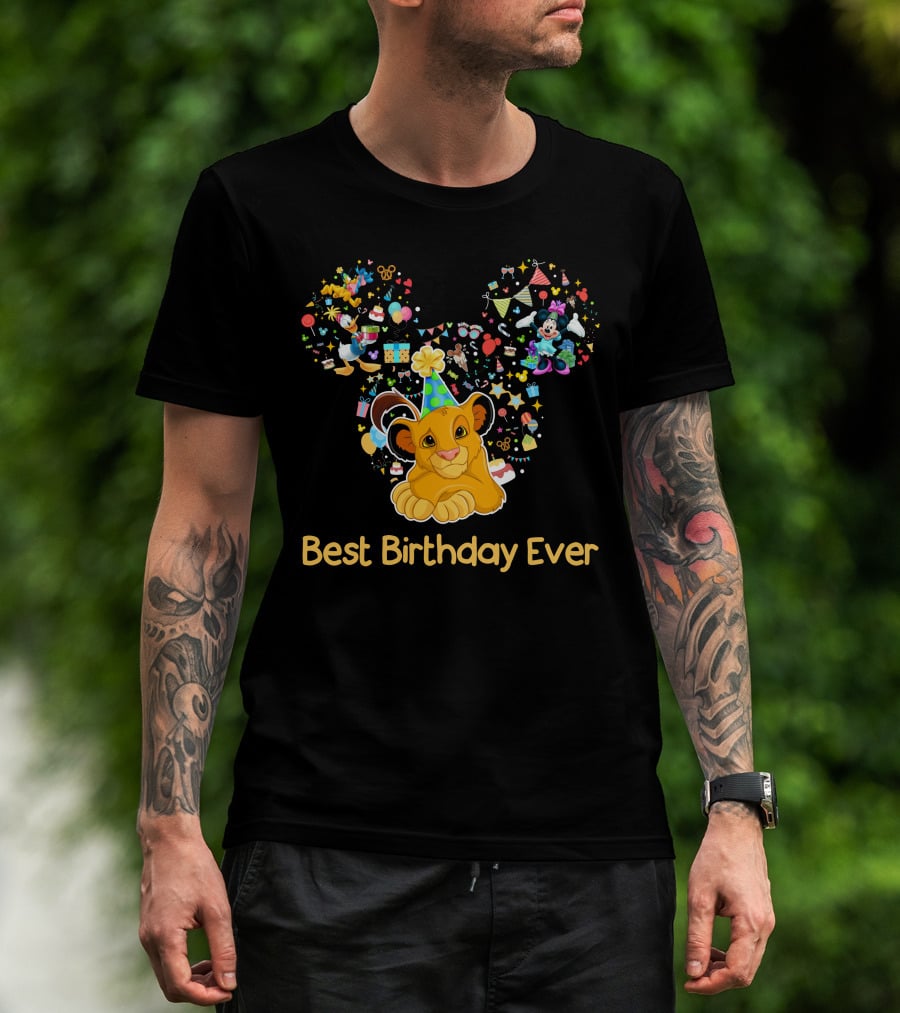 Simba Best Birthday Ever Disney Mickey Mouse Ears Party Hat T-Shirt