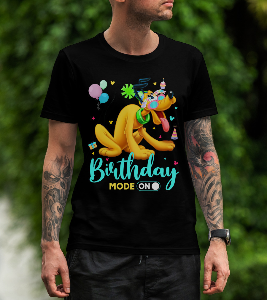 Birthday Mode On Pluto Party Celebration Balloons And Confetti T-Shirt