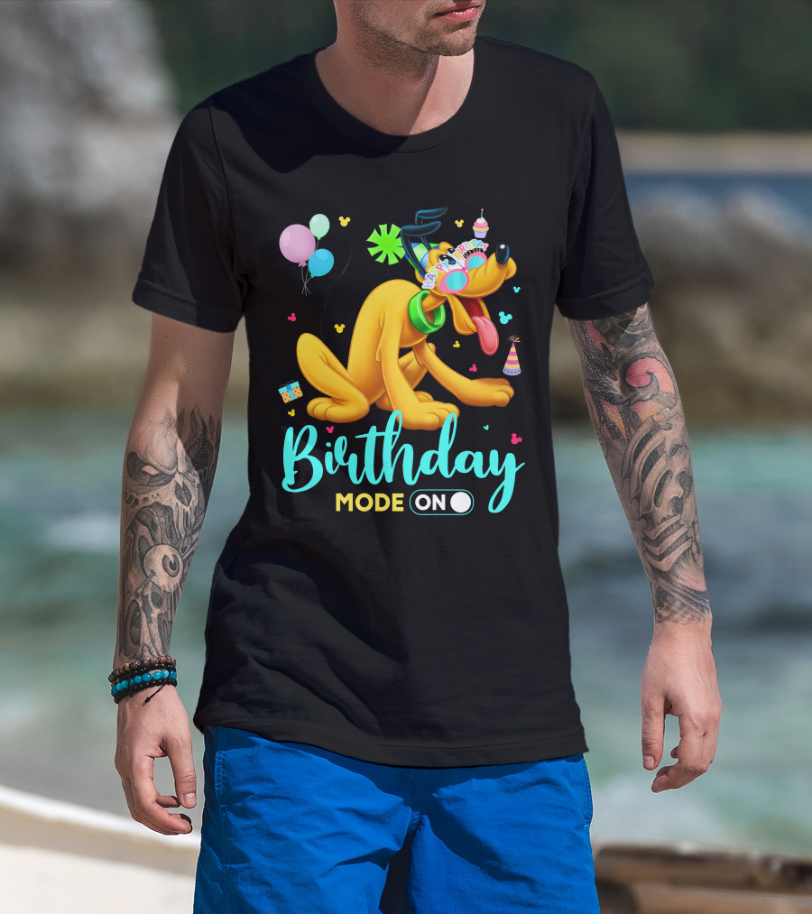 Birthday Mode On Pluto Party Celebration Balloons And Confetti T-Shirt