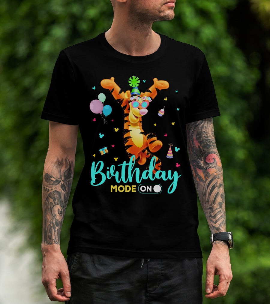 Tigger Birthday Mode On Party Celebration Balloons Cupcake Hat T-Shirt