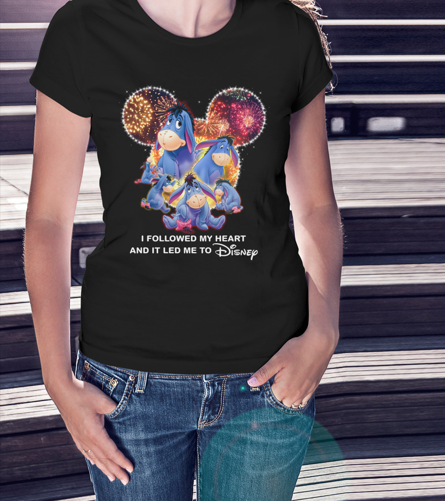 I Followed My Heart And It Led Me To Disney Eeyore Fireworks Mickey Ears T-Shirt