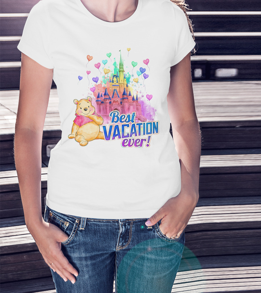 Best Vacation Ever Pooh Castle Balloons T-Shirt