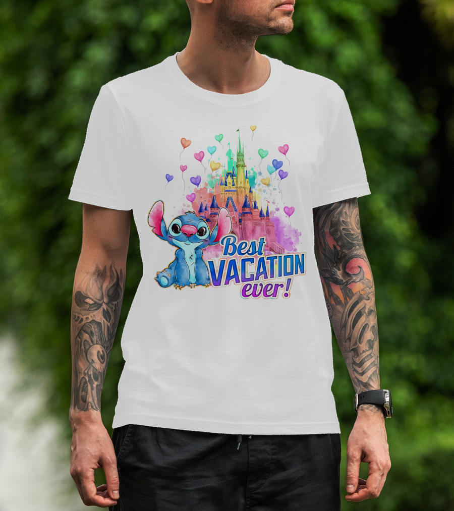 Best Vacation Ever Stitch Castle Balloons T-Shirt