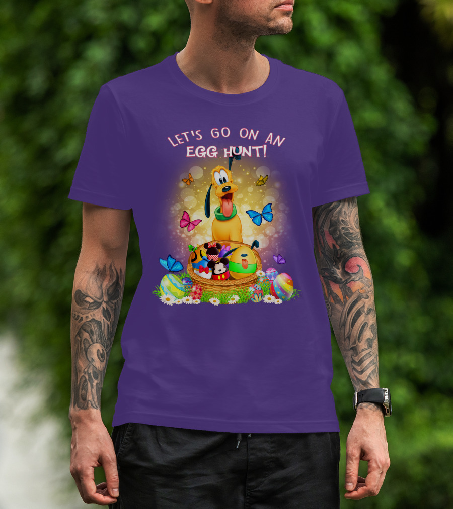Let's Go On An Egg Hunt Pluto Butterflies Basket Eggs T-Shirt