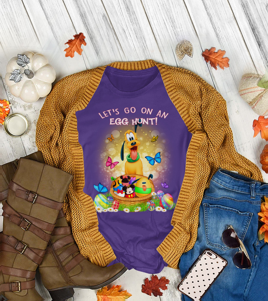 Let's Go On An Egg Hunt Pluto Butterflies Basket Eggs T-Shirt