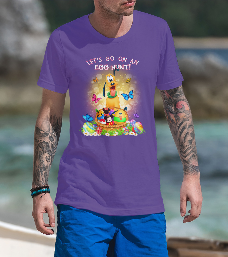 Let's Go On An Egg Hunt Pluto Butterflies Basket Eggs T-Shirt