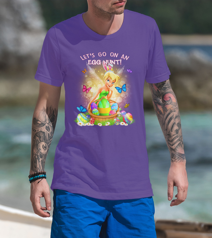Let's Go On An Egg Hunt Tinkerbell Basket Butterflies T-Shirt