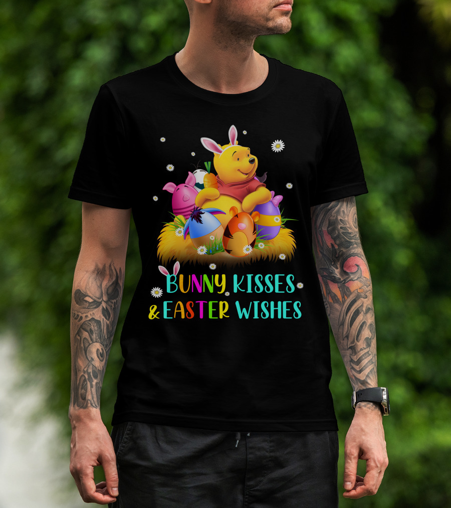 Bunny Kisses & Easter Wishes Pooh Egg Hunt Celebration T-Shirt