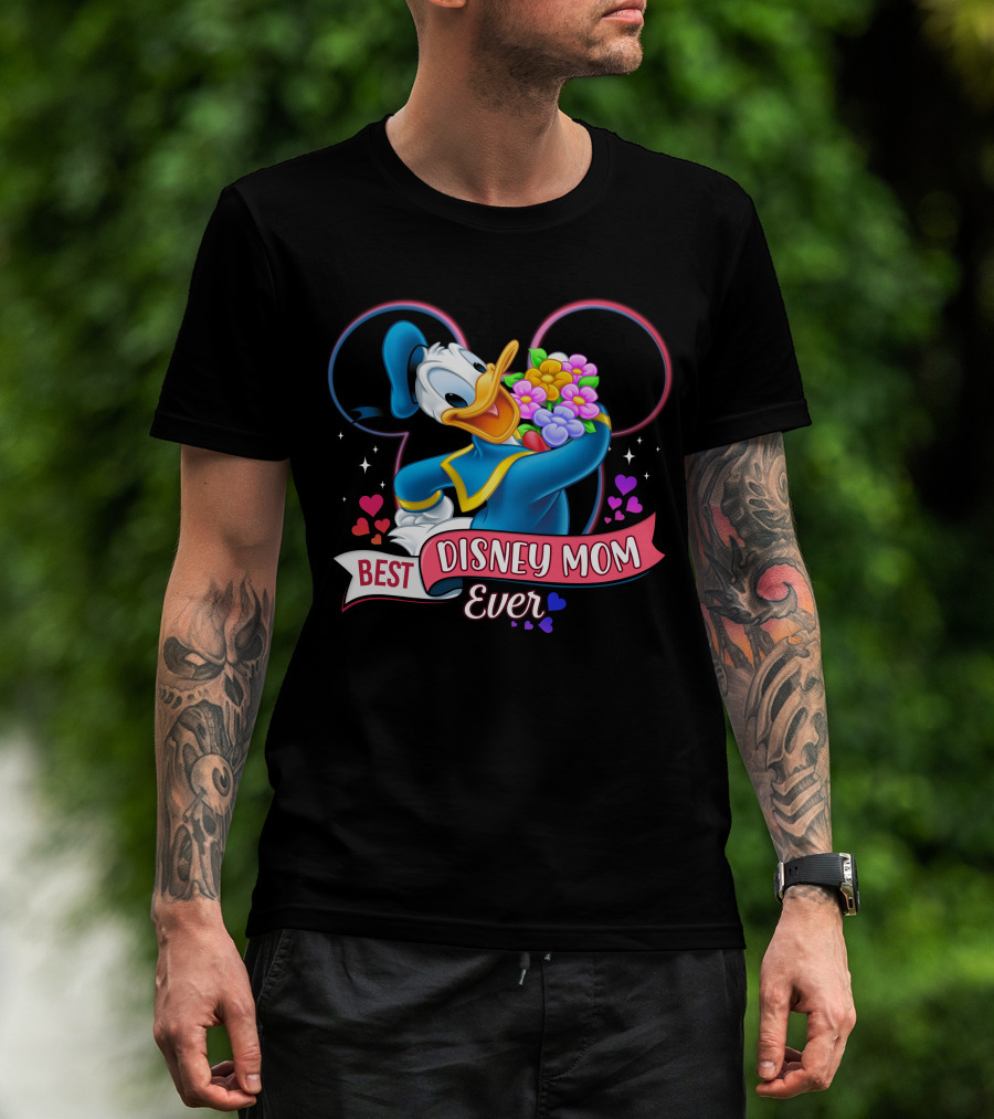 Best Disney Mom Ever Donald Duck With Flowers T-Shirt