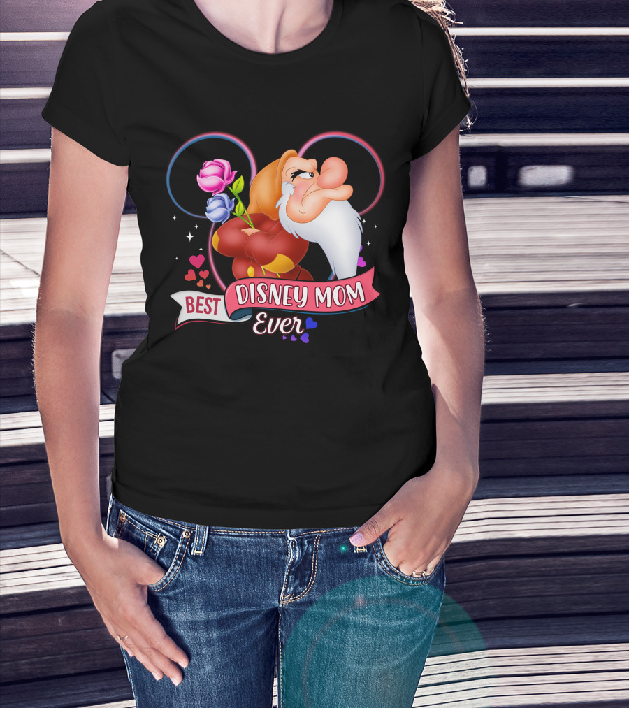 Best Disney Mom Ever Grumpy Roses Hearts Mickey Ears T-Shirt
