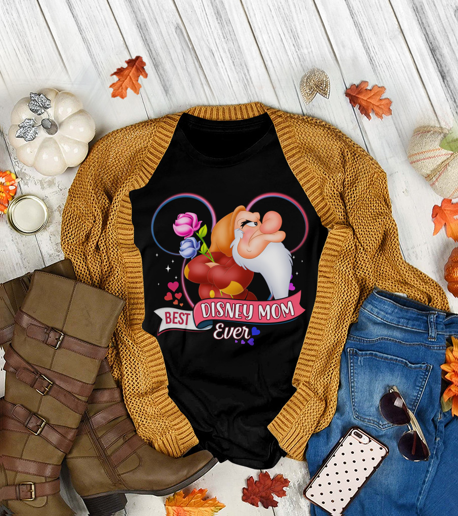 Best Disney Mom Ever Grumpy Roses Hearts Mickey Ears T-Shirt