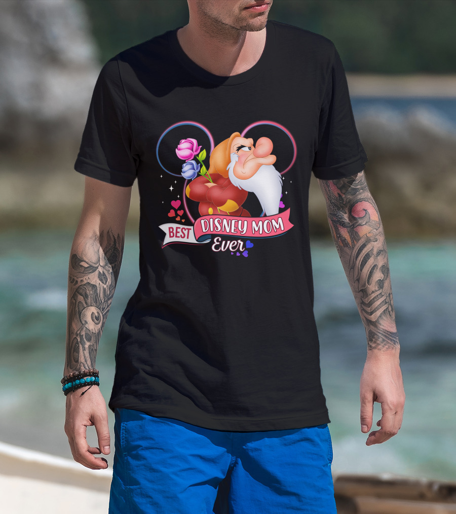 Best Disney Mom Ever Grumpy Roses Hearts Mickey Ears T-Shirt
