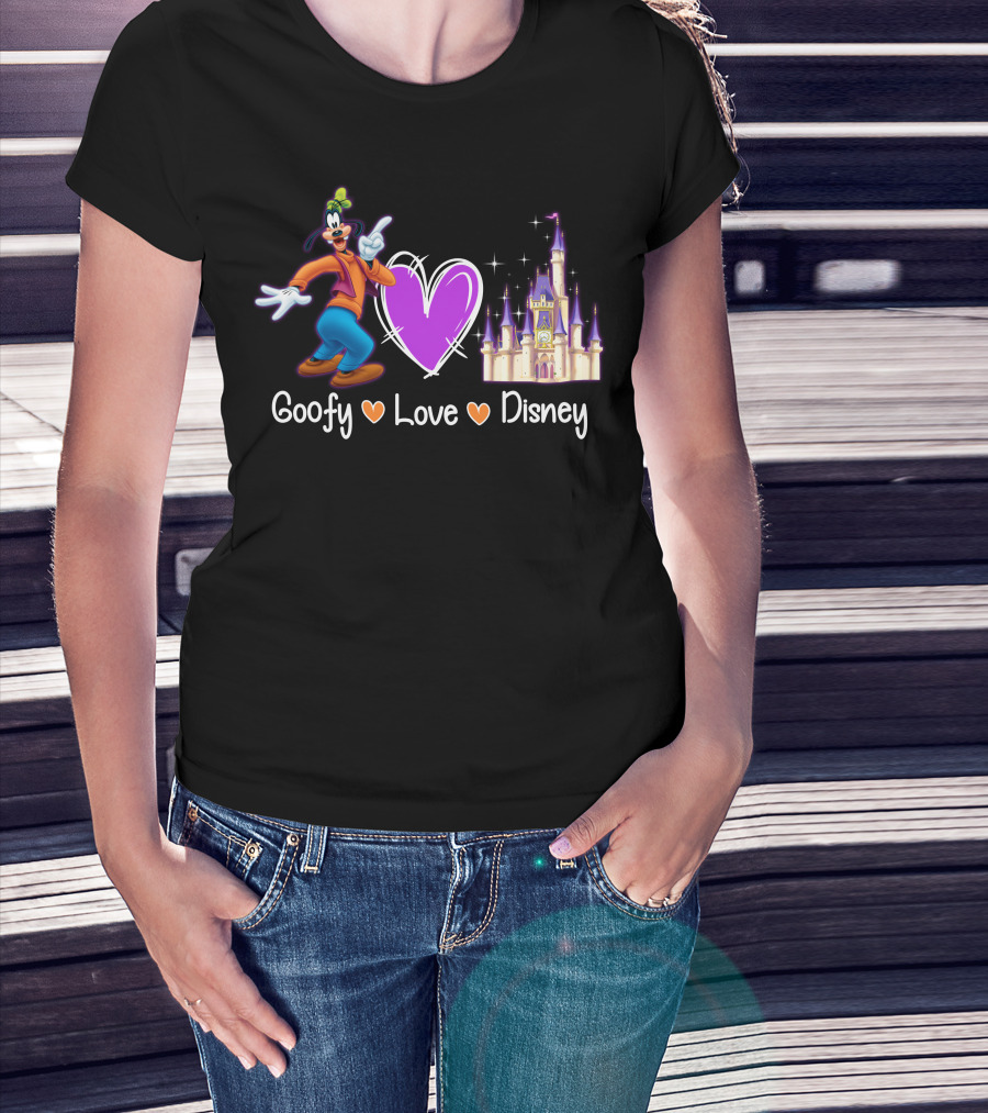 Goofy Love Disney Heart Castle T-Shirt