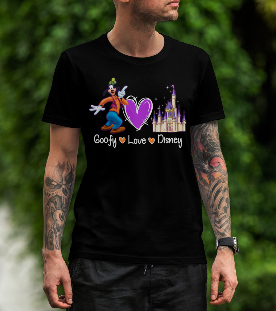 Goofy Love Disney Heart Castle T-Shirt