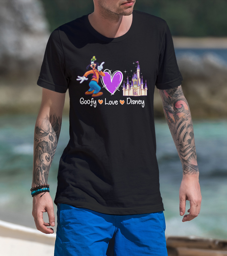 Goofy Love Disney Heart Castle T-Shirt