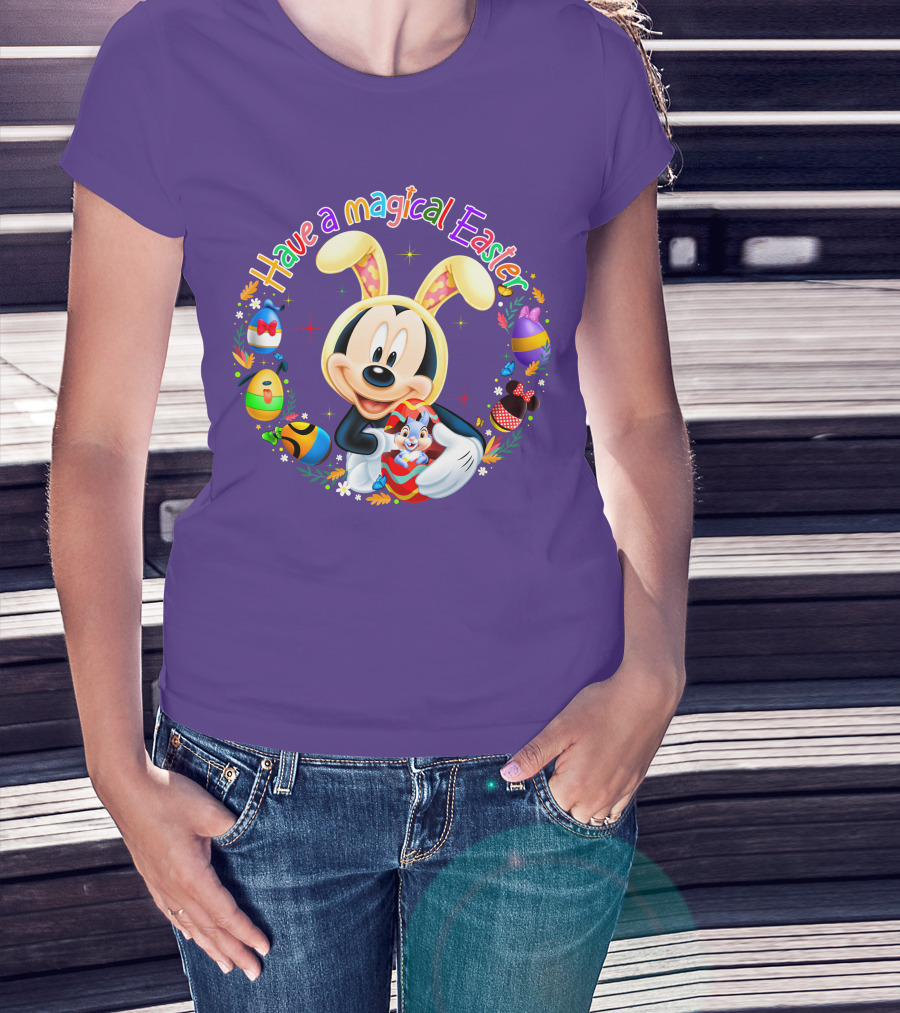 Have A Magical Easter Mickey Mouse With Bunny Ears And Colorful Eggs T-Shirt