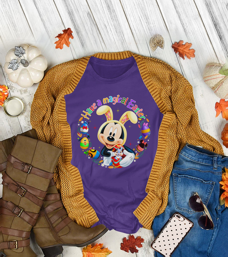Have A Magical Easter Mickey Mouse With Bunny Ears And Colorful Eggs T-Shirt