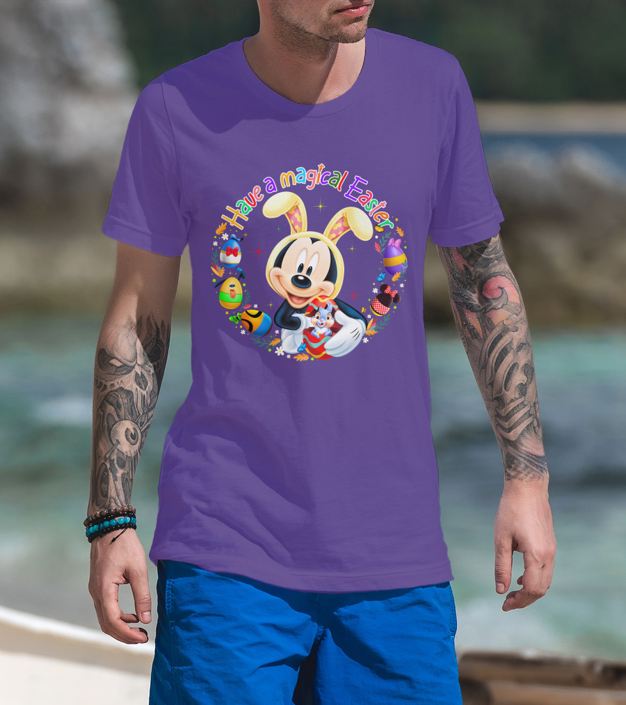 Have A Magical Easter Mickey Mouse With Bunny Ears And Colorful Eggs T-Shirt