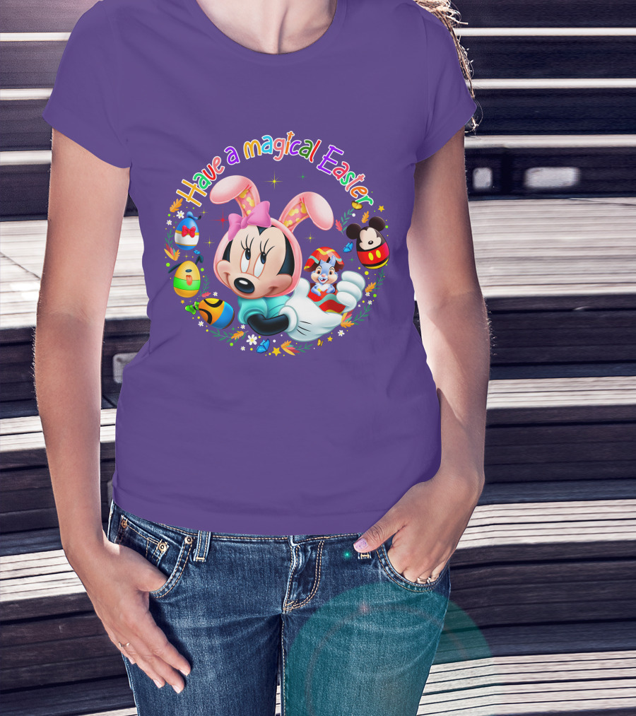 Minnie Mouse Have A Magical Easter With Easter Eggs And Flowers T-Shirt