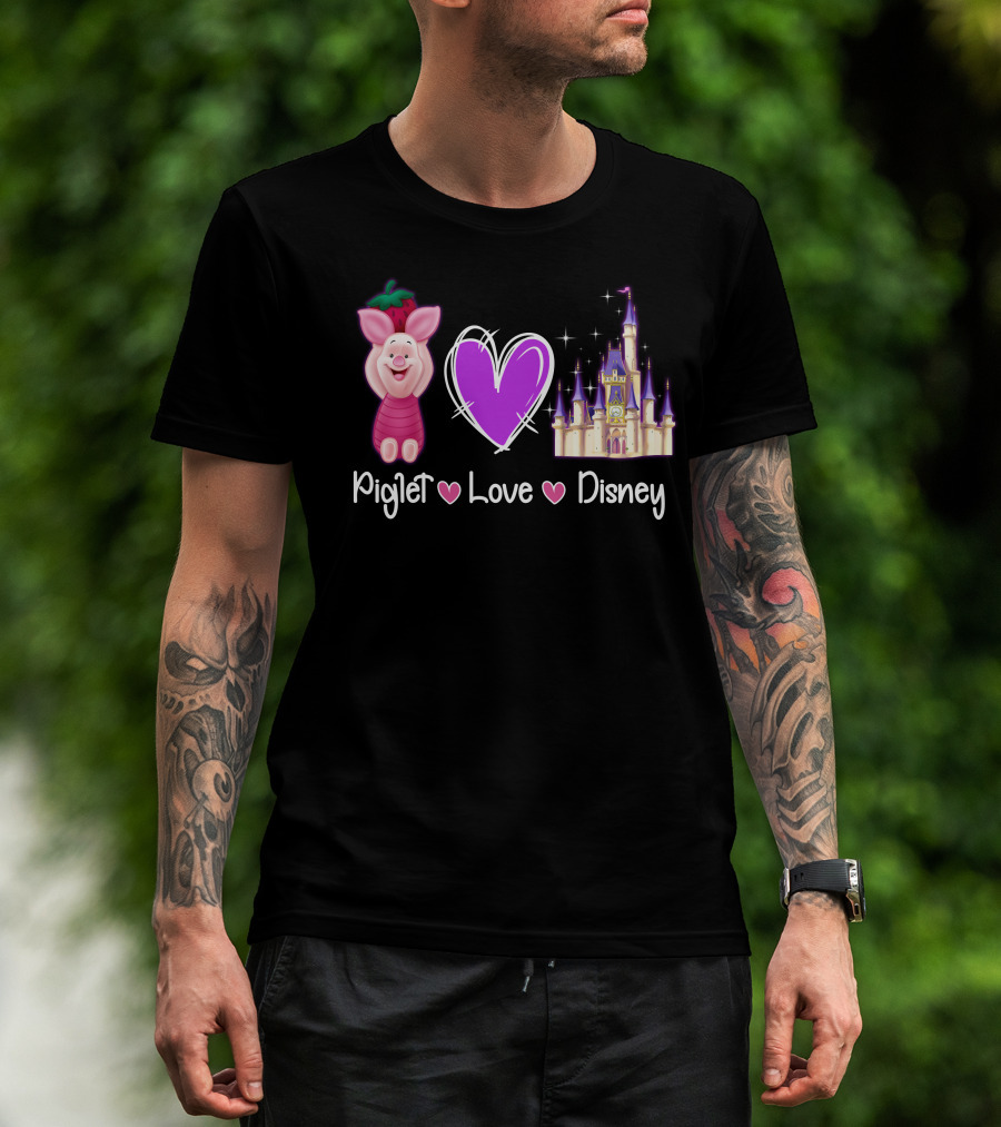 Piglet Love Disney Castle Magic Heart T-Shirt