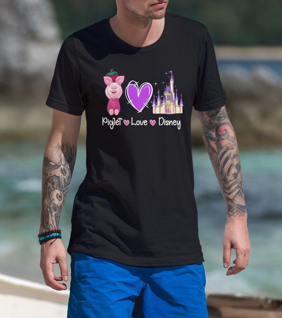 Piglet Love Disney Castle Magic Heart T-Shirt