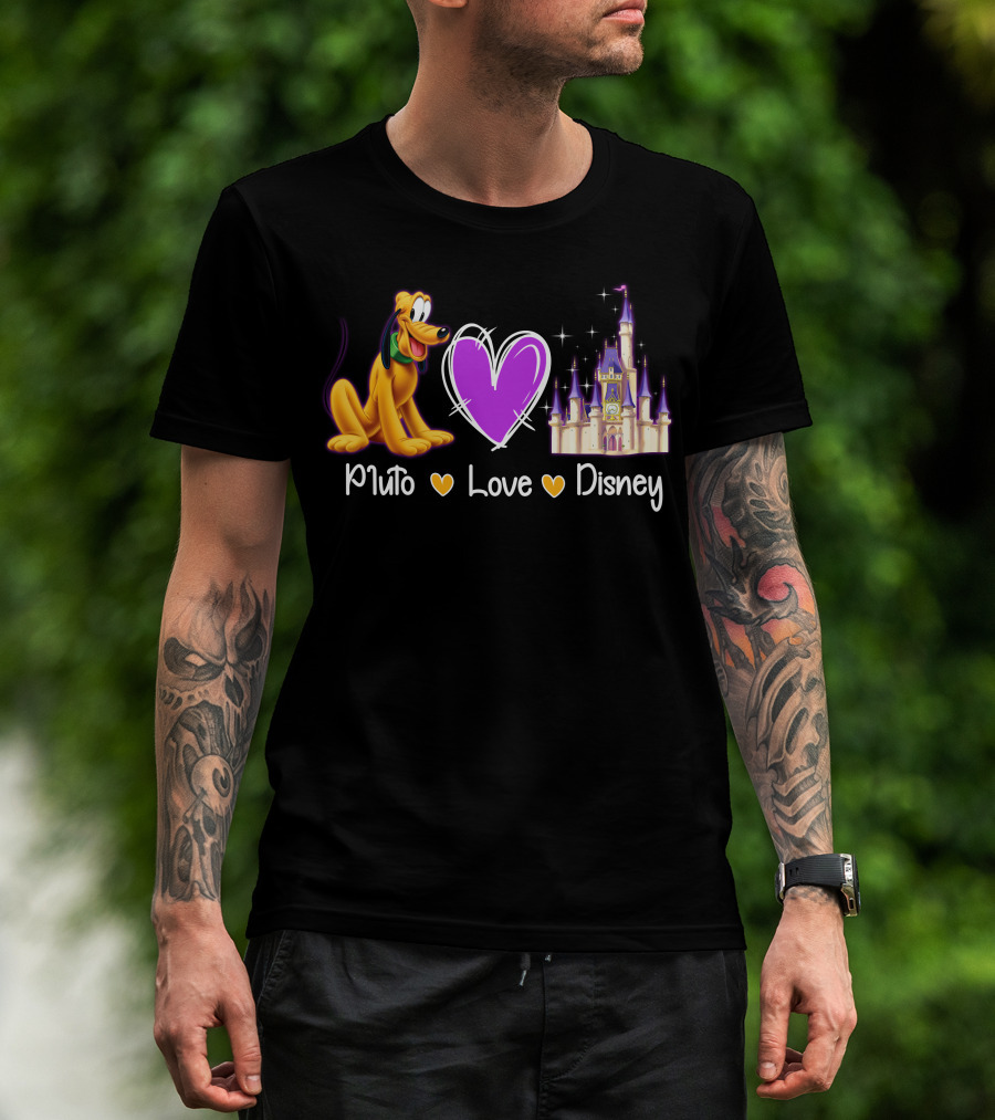 Pluto Love Disney Heart Castle T-Shirt
