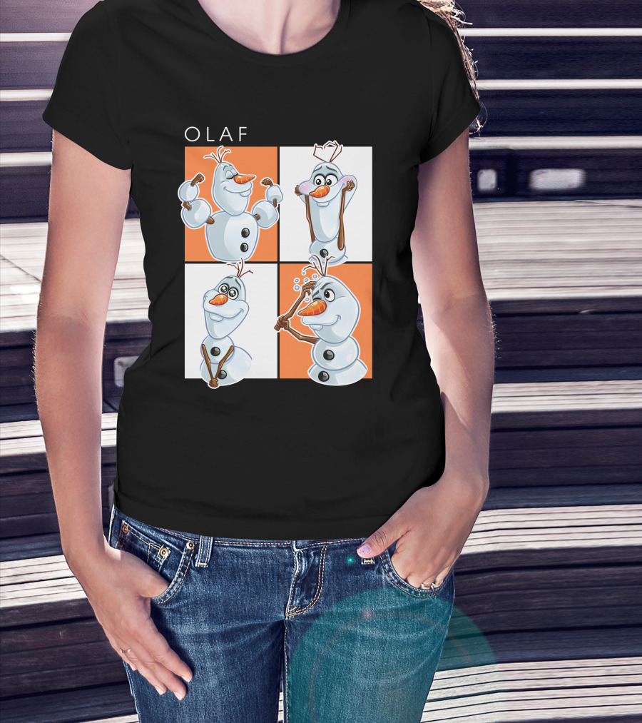 Olaf Snowman Character Expression Panels T-Shirt